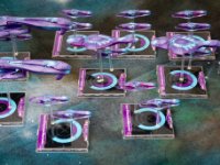 Halo  (2 of 8)  Another overview of the covenent fleet. Note this is the gen con version so you get an extra heavy cruiser